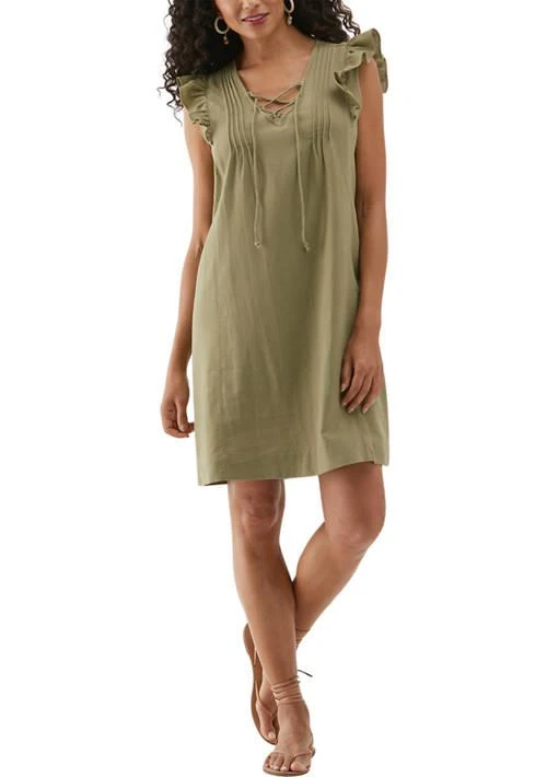 ELLA Rafaella Rafaella Womens Linen Blend Pintuck Sleeveless Dress 1