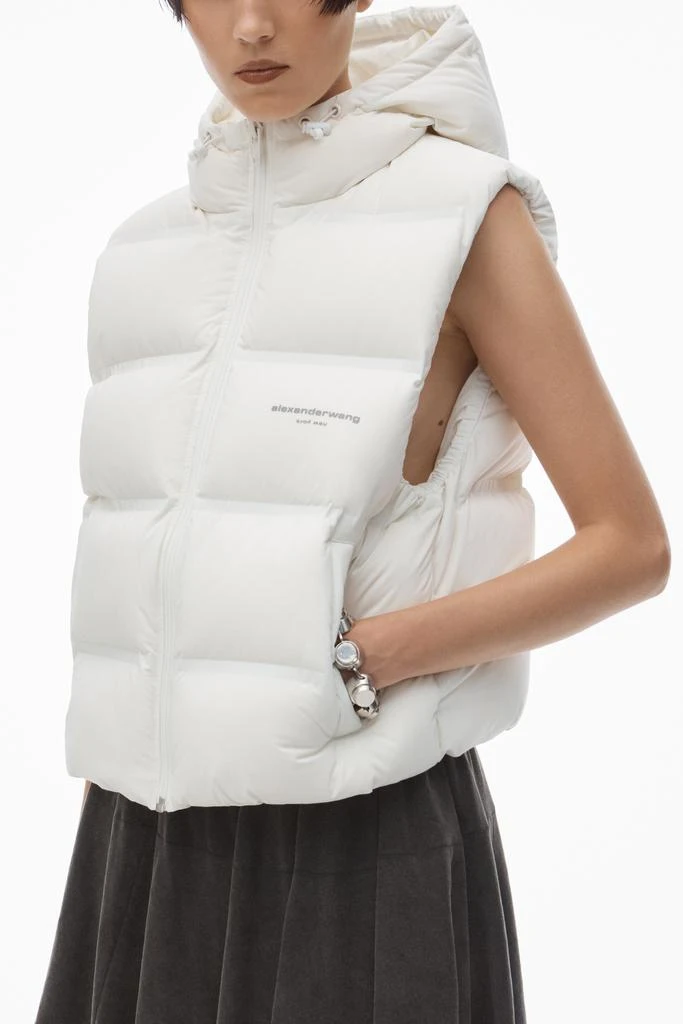Alexander Wang cropped hooded puffer vest with reflective logo 3