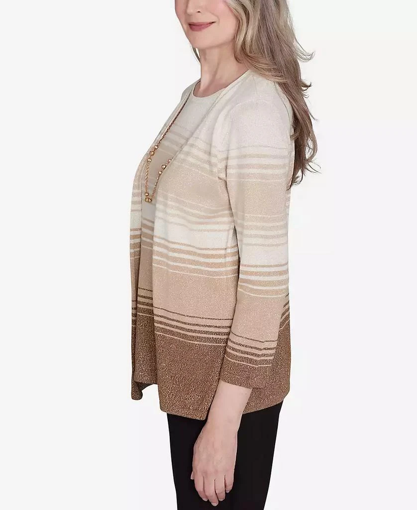 Alfred Dunner Petite Classics Ombre Two in One Striped Sweater 3