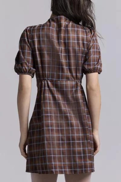 Glamorous Glamorous Brown Plaid Tie-Front Mini Dress 4