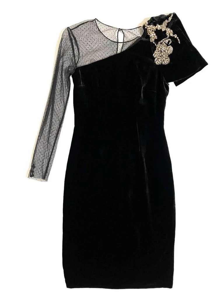 Sachin & Babi Sachin & Babi - Bali One Shoulder Velvet Lace Crystal Dress 3