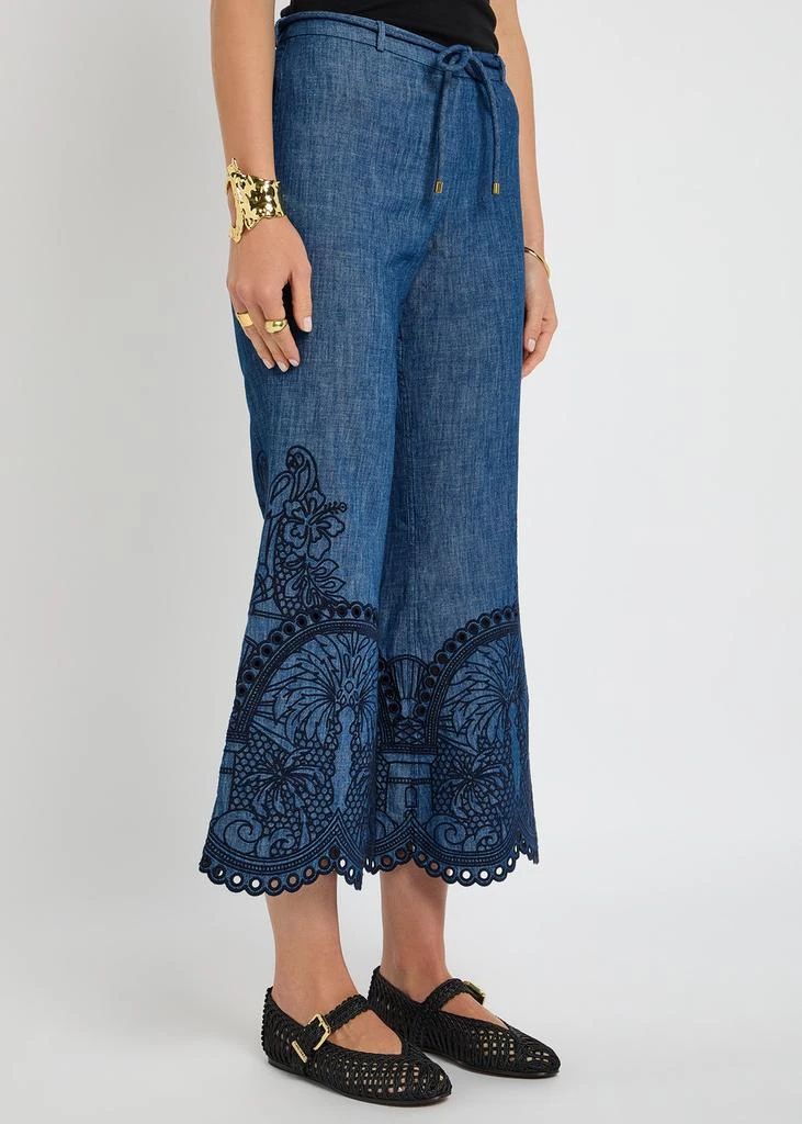 Zimmermann Coco embroidered chambray trousers 2