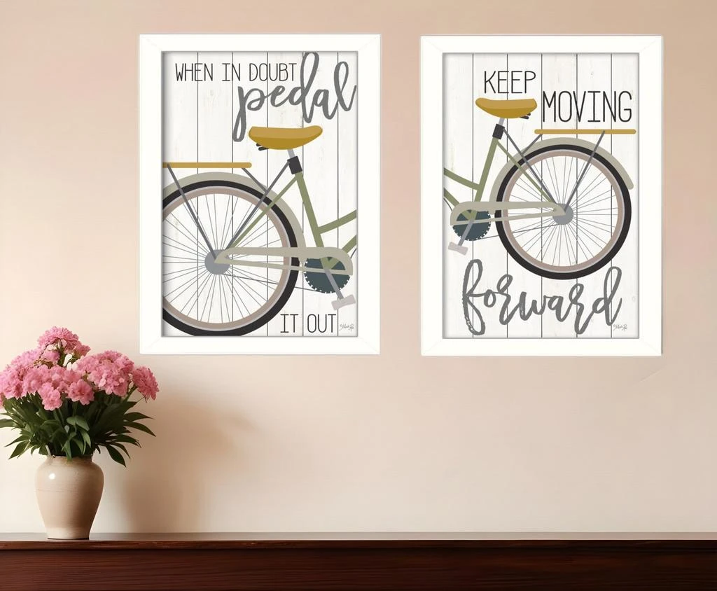 Hivvago Set Of Two Pedal it Out 3 White Framed Print Wall Art