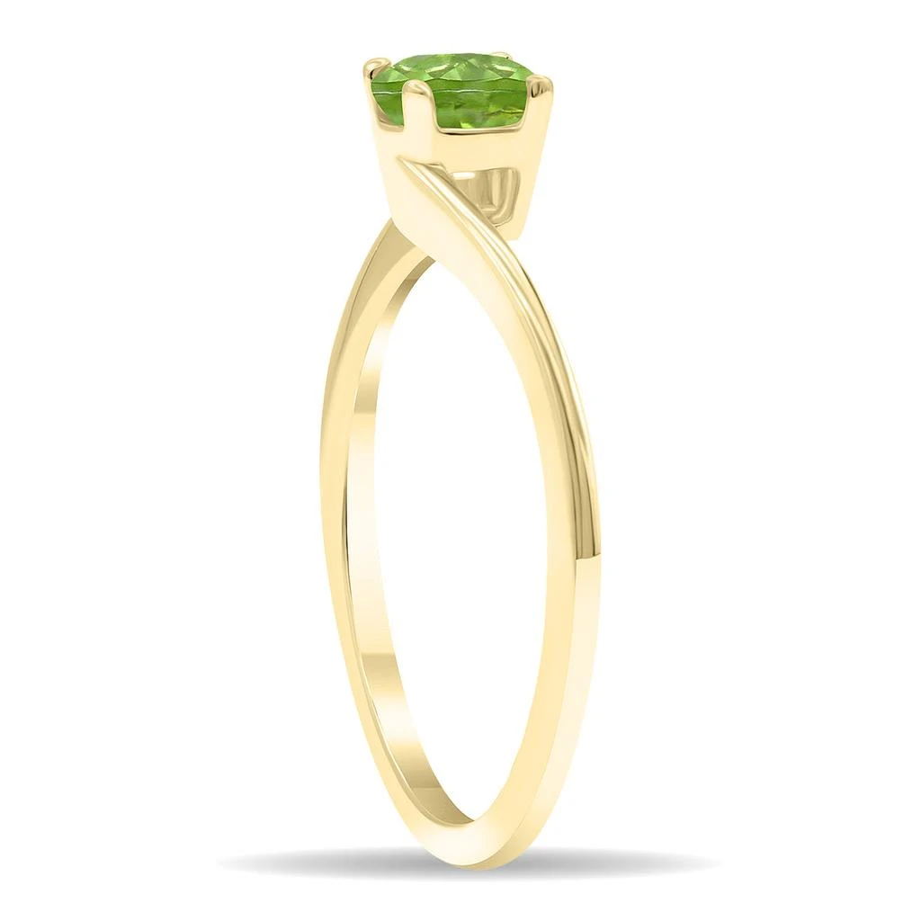 SSELECTS Women's Solitaire Round Shaped Peridot Wave Ring In 10K Yellow Gold 2