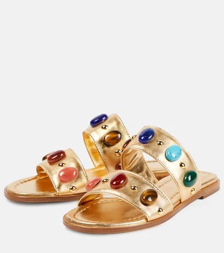 Gianvito Rossi Shanti embellished metallic leather sandals 5