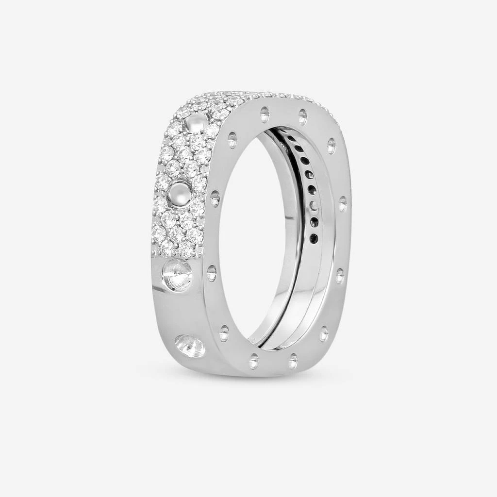 Roberto Coin Roberto Coin Pois Moi 18K White Gold Diamond 1-Row Square Band Ring Sz. 6.5 888703AW65X0-copy
