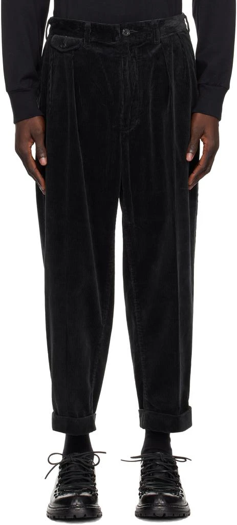 BEAMS PLUS Black 2 Pleats Corduroy Trousers 1