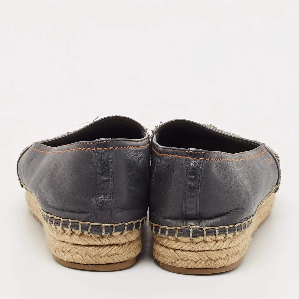 Dior Dior Black/Blue  Denim and Leather Embellished Espadrille Flats Size 36.5 6