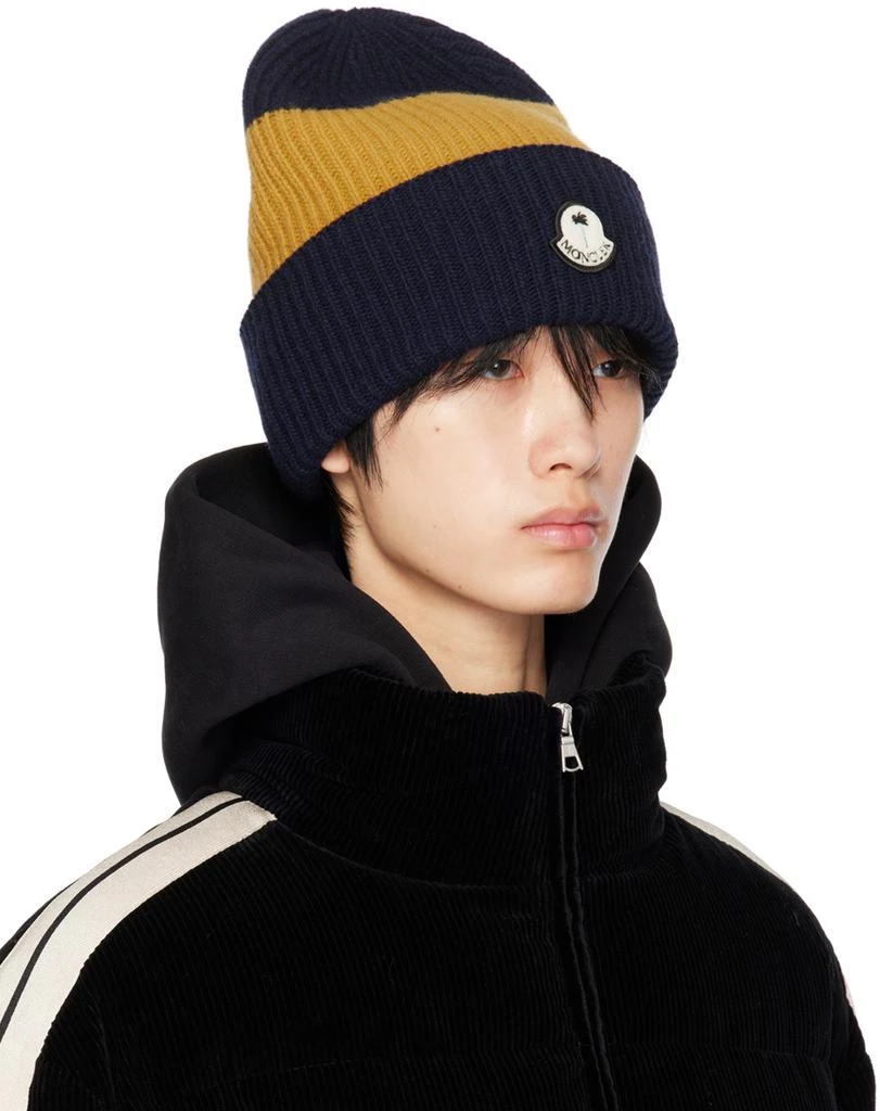Moncler Moncler x Palm Angels Navy & Yellow Beanie 2