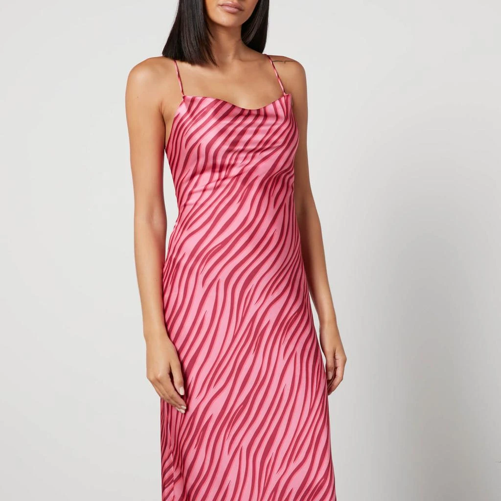 Omnes Omnes Riviera Midi Zebra-Print Recycled Satin Dress 3