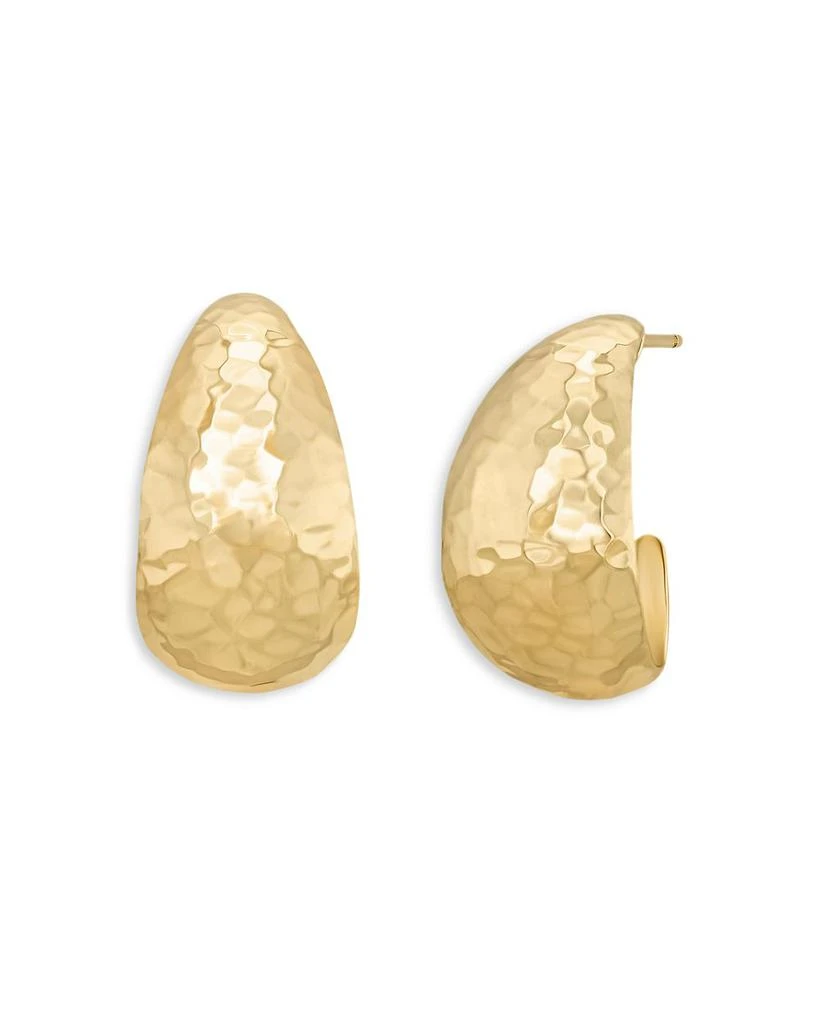 L. Klein 18K Yellow Gold Dome Hammered Hoop Earrings 1