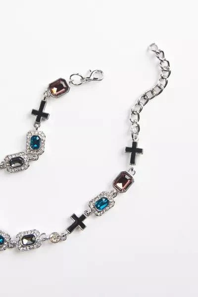 Urban Outfitters Quinn Gem & Cross Charm Chain Bracelet 2