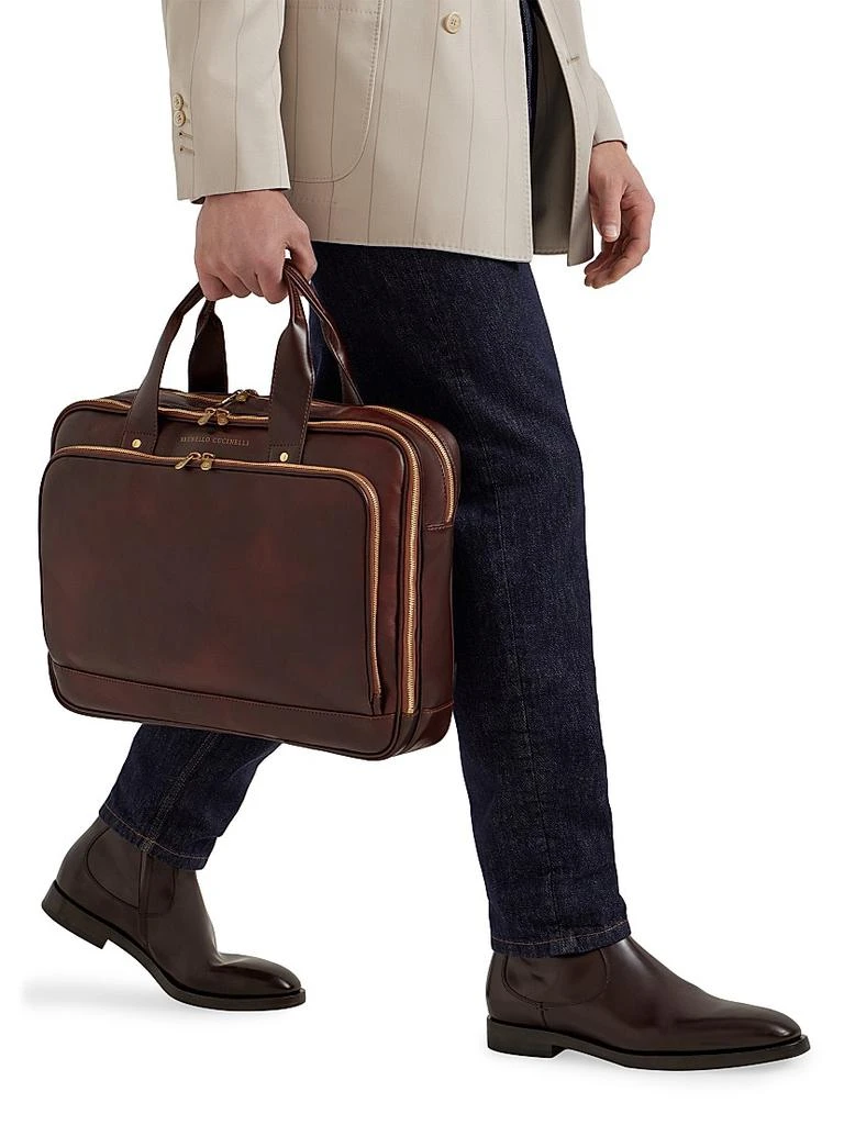 Brunello Cucinelli Calfskin Briefcase with Zipper 2