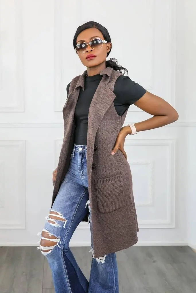 SurelyMine Surelymine - Perfect Vision Sleeveless Collar Sweater Vest