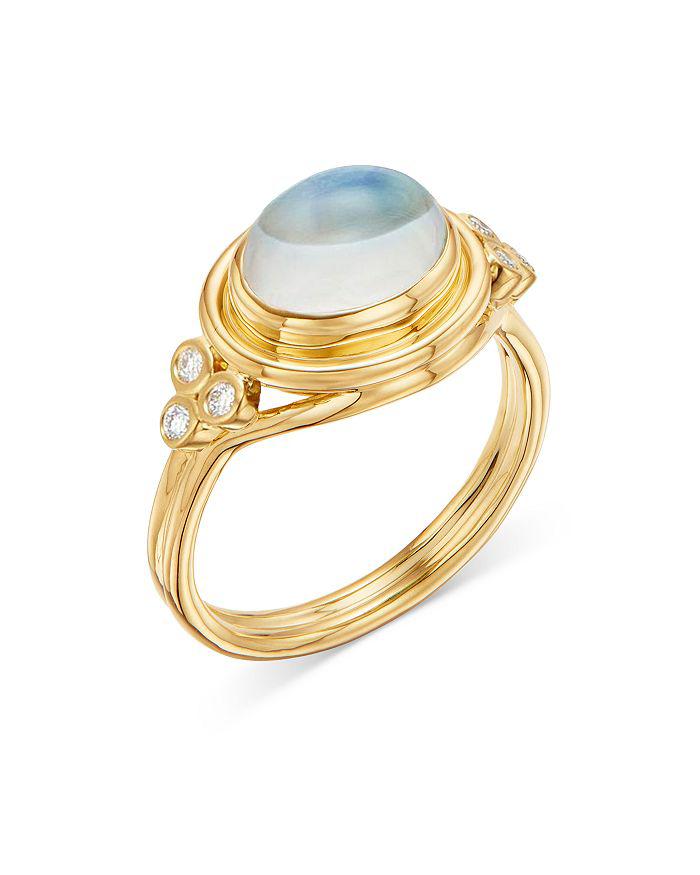 Temple St. Clair 18K Yellow Gold Classic Blue Moonstone 
Diamond Ring
