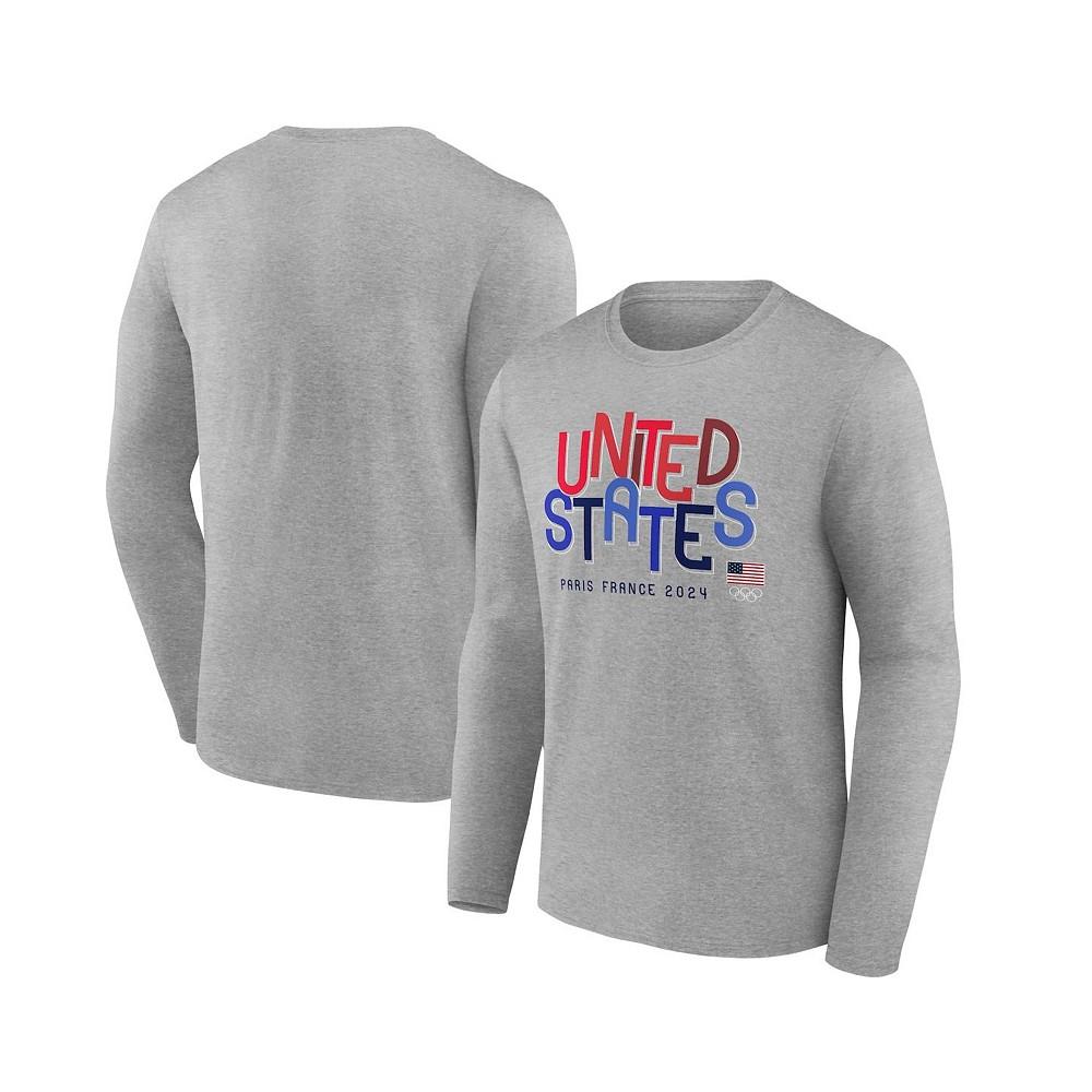 Fanatics Men's Heather Gray Team USA Paris 2024 Summer Olympics True Colors Long Sleeve T-Shirt