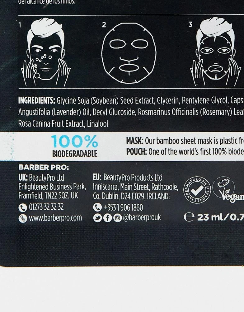 BARBER PRO BARBER PRO Hydrating Hyaluronic Acid Sheet Mask 2