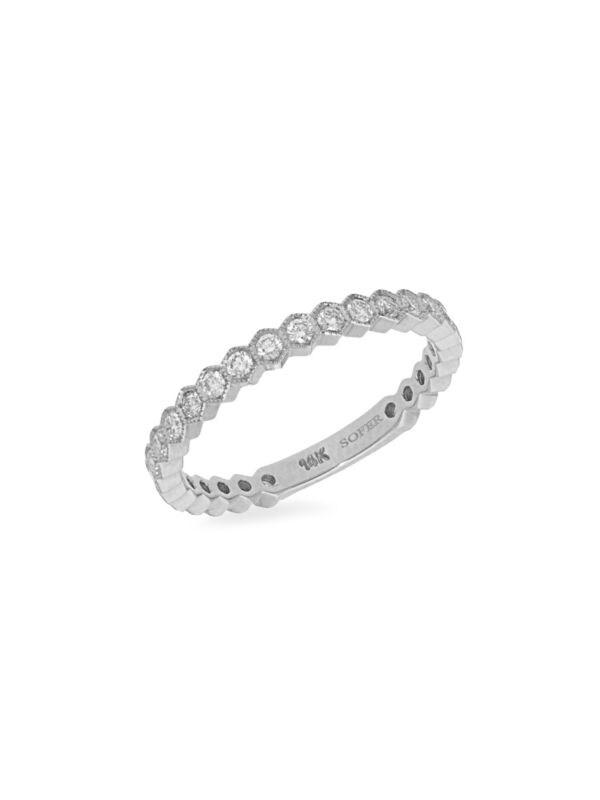 Nephora Diamond Trend Three-Quarter Way 14K White Gold & Diamond Band Ring