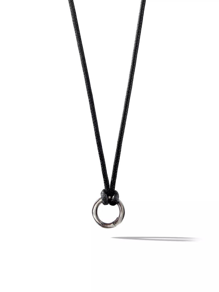 David Yurman Circle Amulet Necklace in Sterling Silver and Black Wax Cord 1.7mm