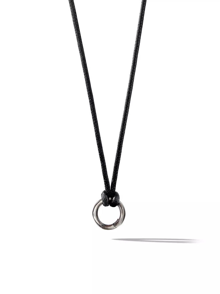 David Yurman Circle Amulet Necklace in Sterling Silver and Black Wax Cord 1.7mm 1