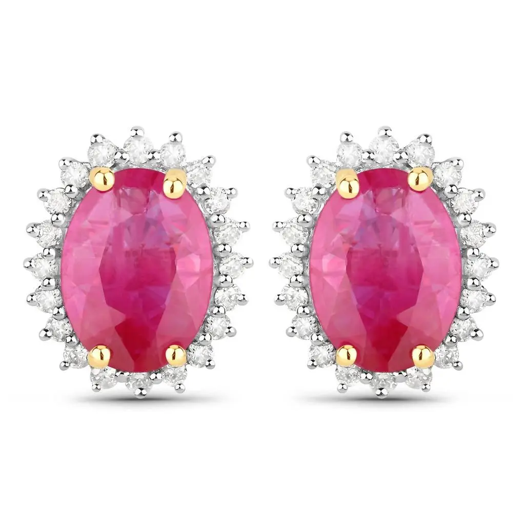 Diana M Jewels Diana M Jewels - Women's Oval Natural Ruby Stud Earrings (2.85 Ct) - Signature