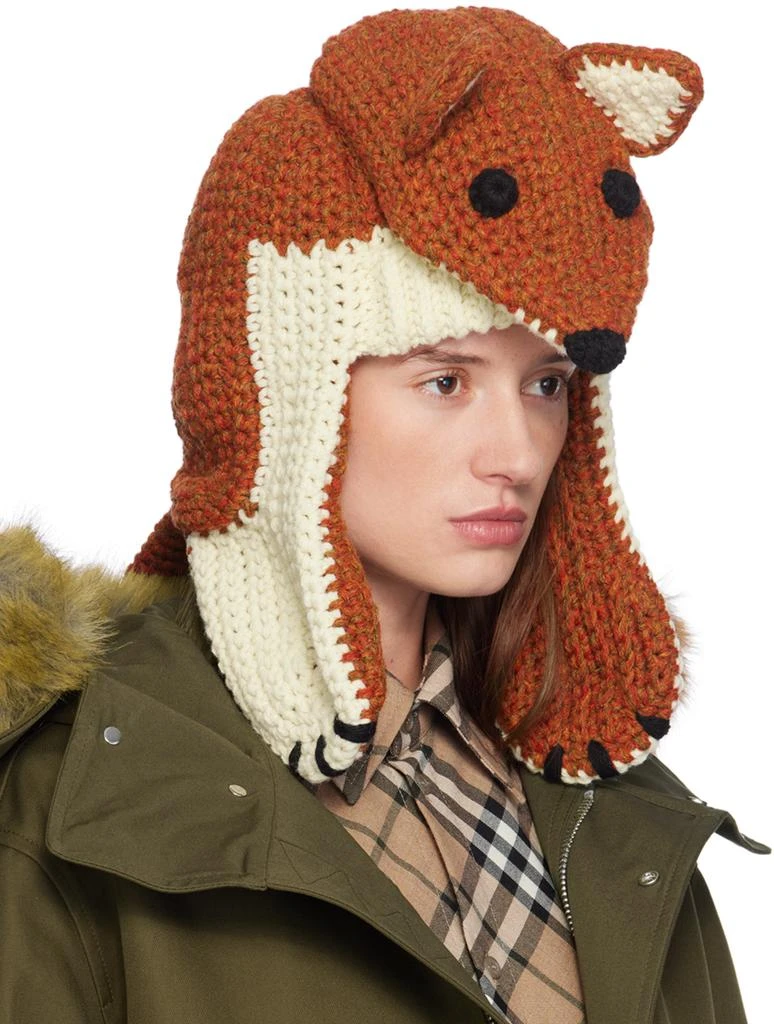 Burberry Orange Wool Fox Beanie 2