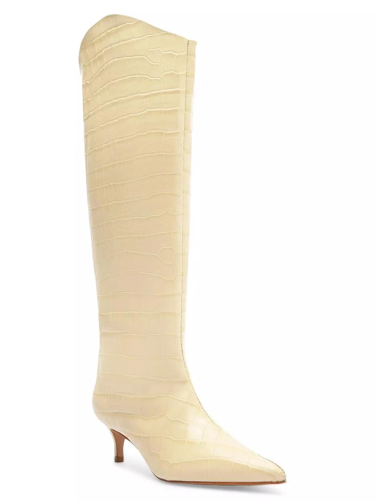Schutz Maryana 50MM Crocodile-Embossed Leather Wide-Calf Boots 2