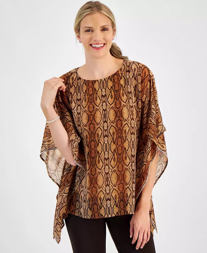 JM Collection Petite Fancy Python Chiffon Poncho Top, Created for Macy's