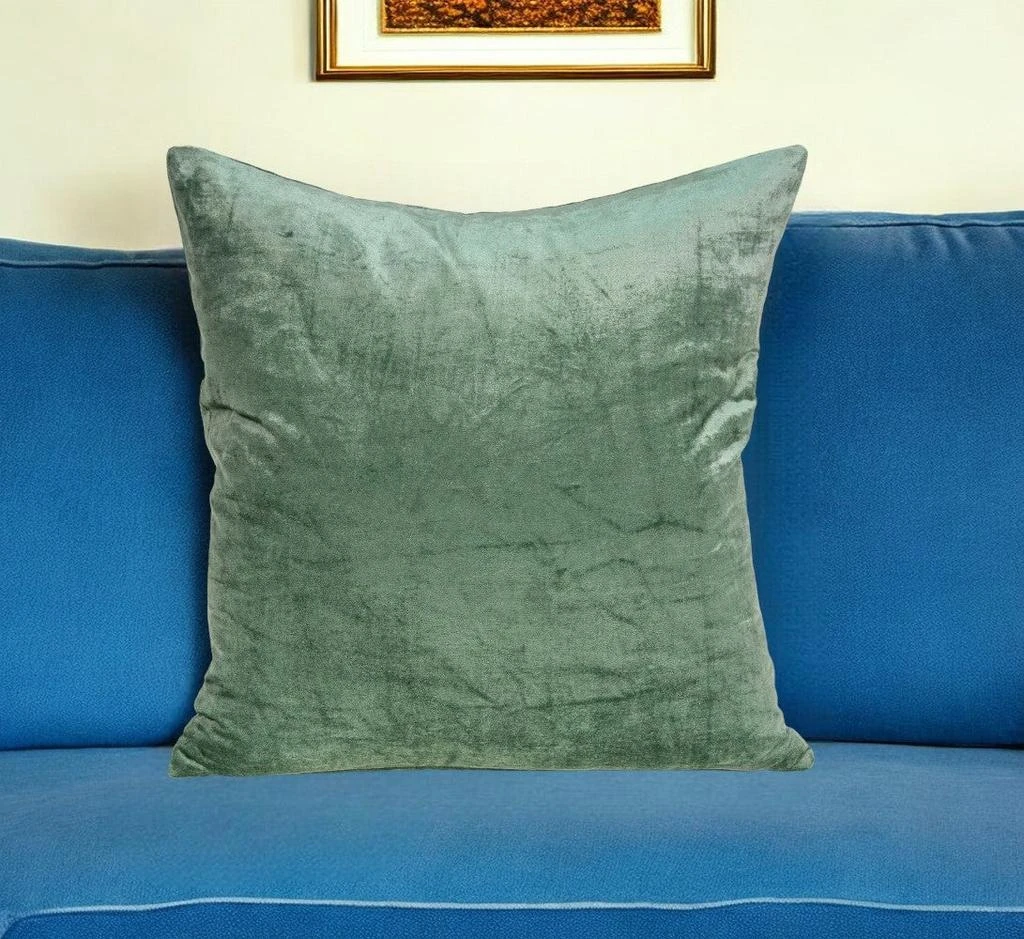 Hivvago 22" X 7" X 22" Transitional Green Solid Pillow Cover With Poly Insert