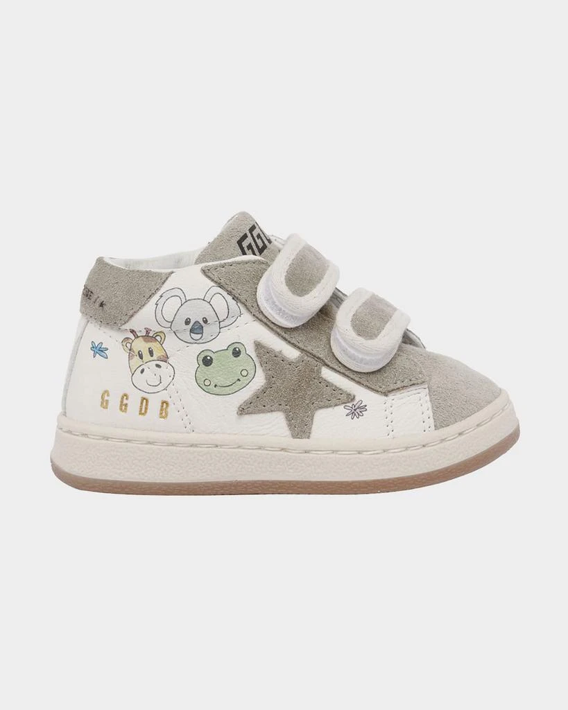 Golden Goose Kid's June Nappa Leather Suede Star Sneakers, Baby/Toddlers 1
