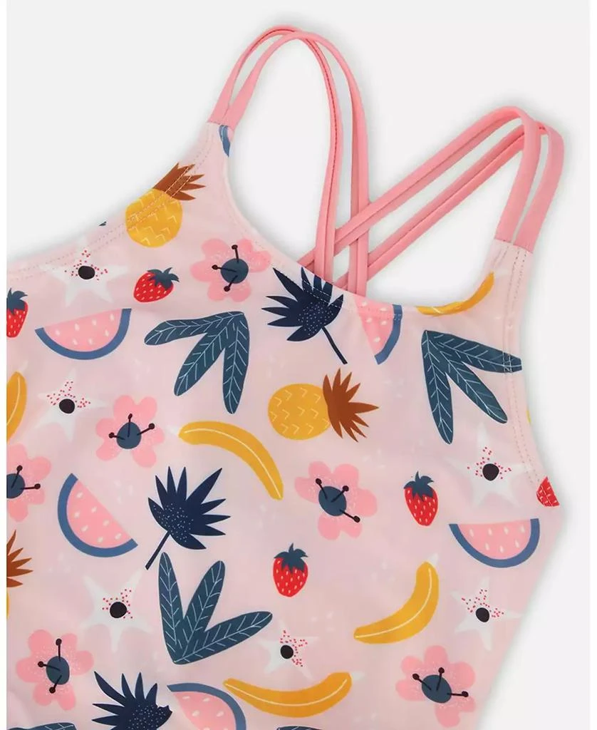 Deux par Deux Girls One-Piece Swimsuit Pink Printed Fruits 2