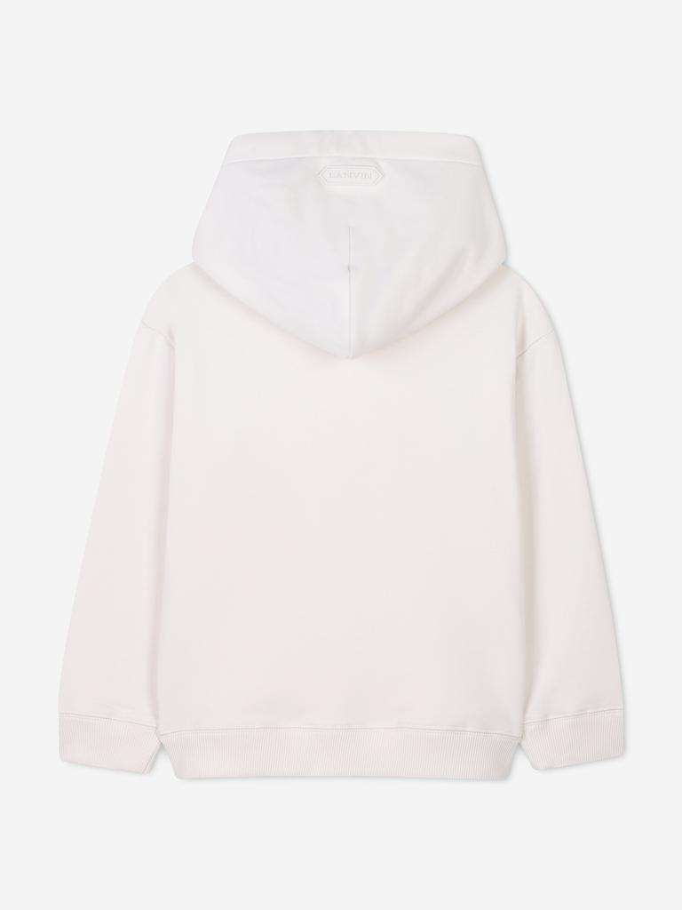Lanvin Girls Embroidered Logo Hoodie in Ivory