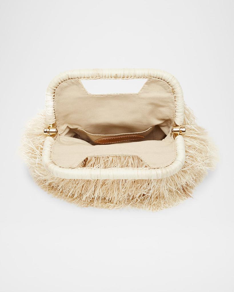 POOLSIDE The Flamands Mini Fringe Raffia Top-Handle Bag