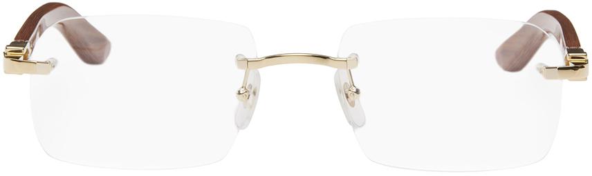 Cartier Gold & Brown Rimless Glasses