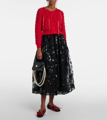 Simone Rocha Bow-detail open-knit wool-blend cardigan 2