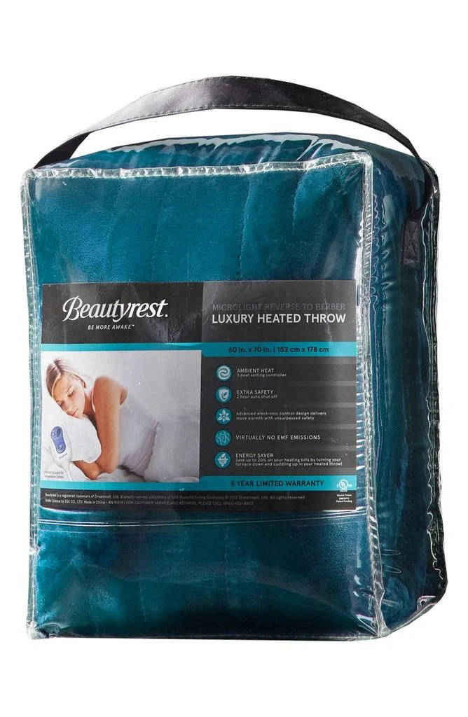 BEAUTYREST Heated Faux Shearling Lined Throw Blanket 2