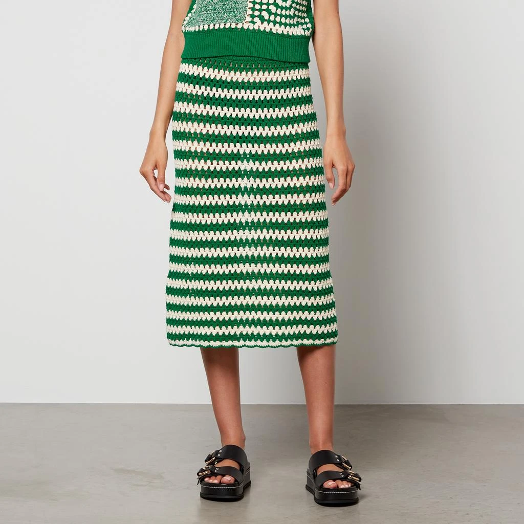 BAUM UND PFERDGARTEN Women's Ciel Knitted Skirt - Cream/Green 1