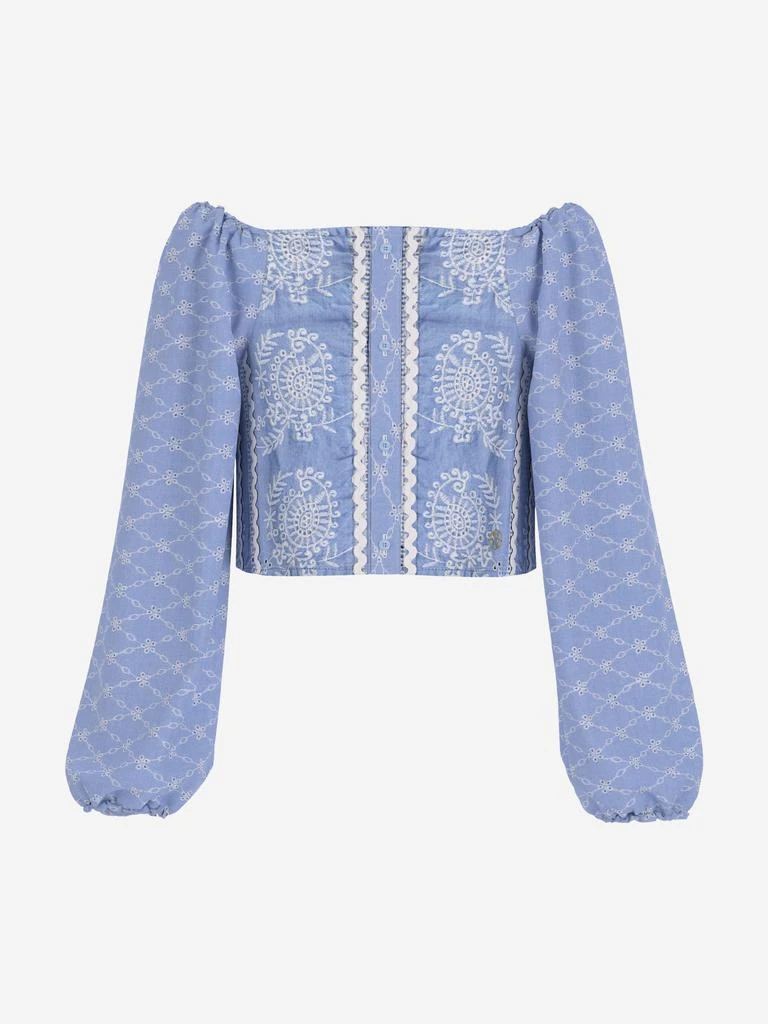 GUESS Girls Sangallo Oxford Blouse in Blue 1