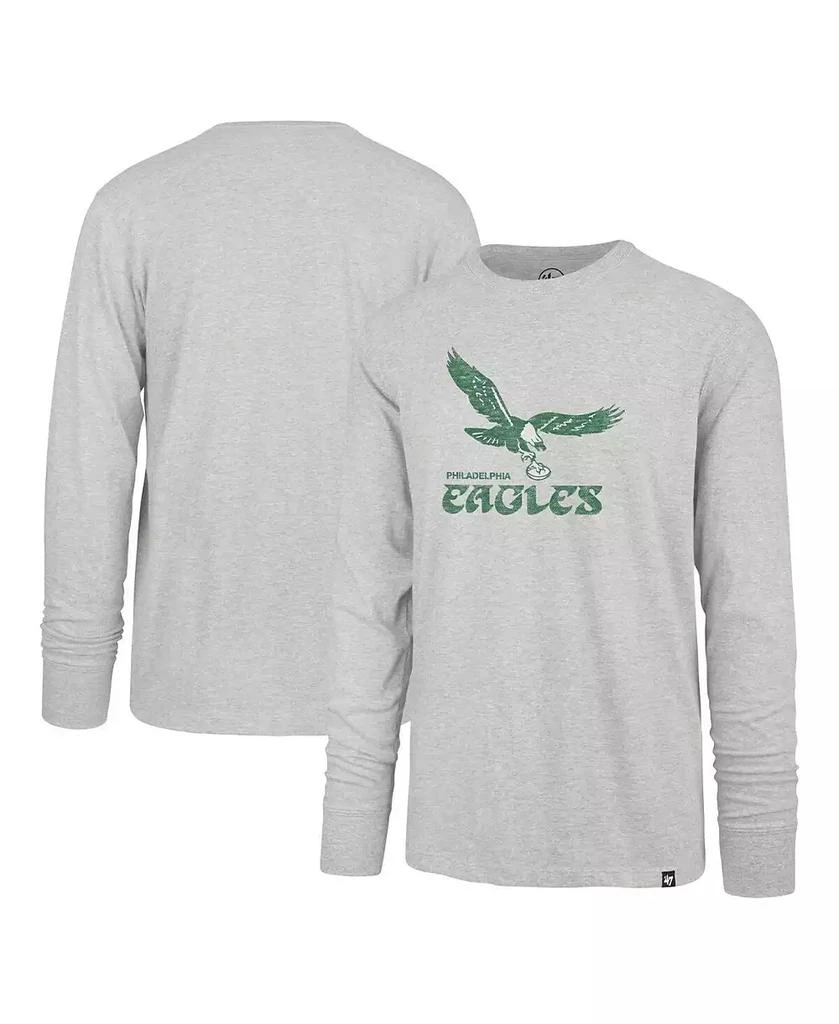 47 Brand Men's Gray Distressed Philadelphia Eagles Premier Franklin Long Sleeve T-shirt 1