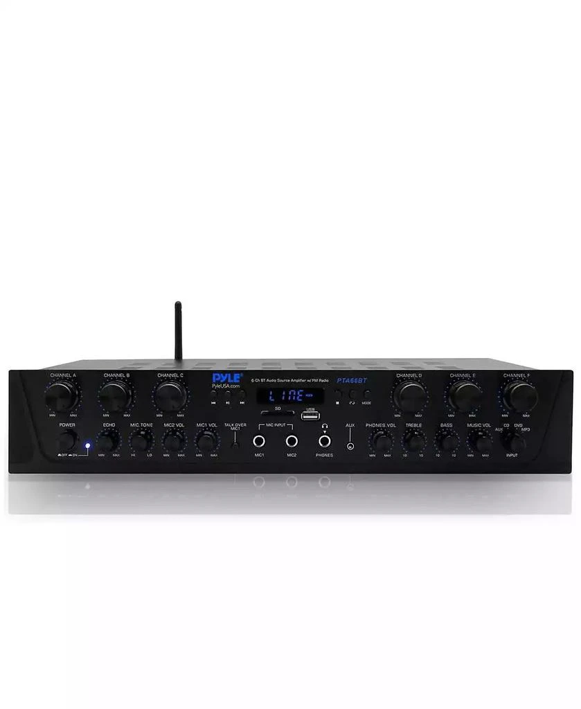 Pyle Bluetooth Home Audio Source Amplifier With FM Radio, MP3/USB/SD/AUX Playback, 6-Channel, 600 Watt