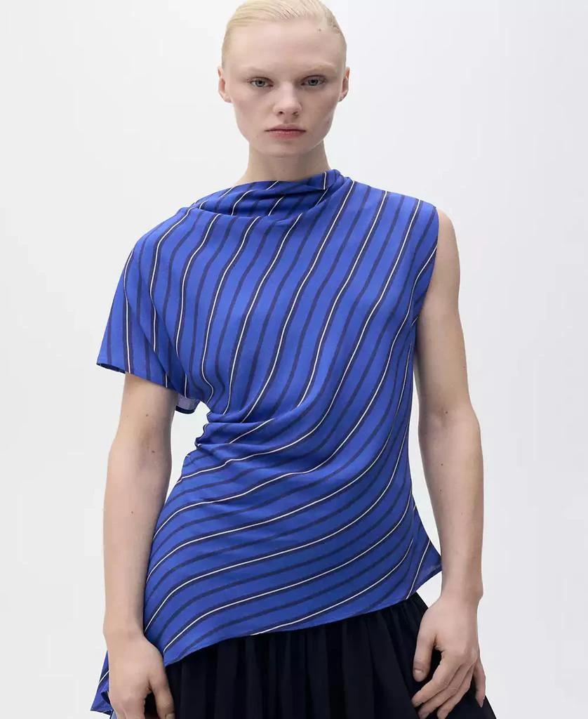 Mango Women's Asymmetrical Striped Blouse 2