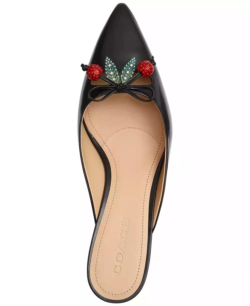 Coach Runway Embellished Bow-Trim Leather Kitten Heel Mules 4