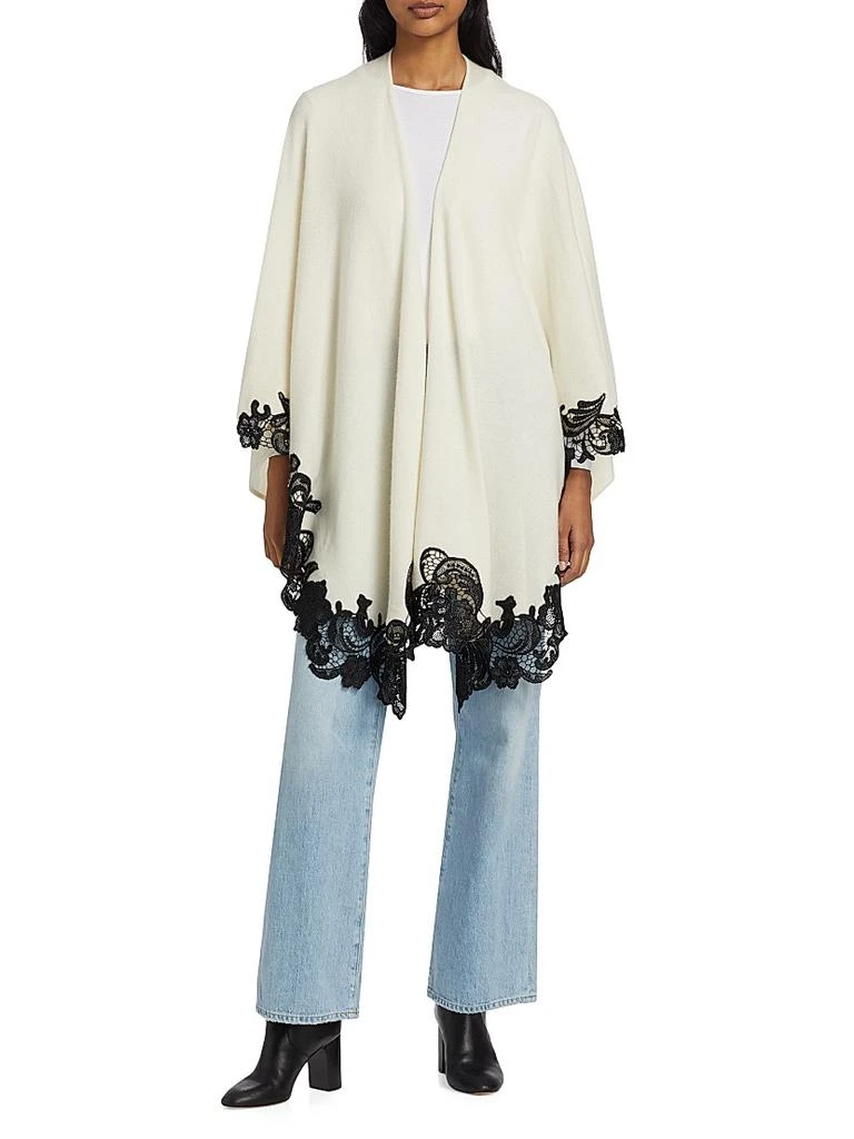 Sofia Cashmere Lace-Trim Cashmere Knit Cape 3