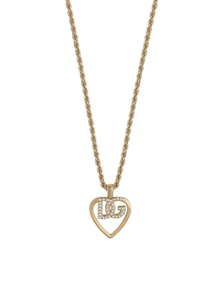Dolce & Gabbana Goldtone & Imitation Pearl Monogram Heart Pendant Necklace
