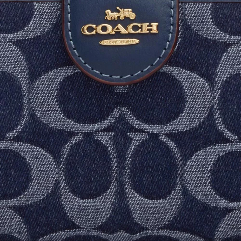 Coach Medium Corner Zip Wallet In Signature Denim 3
