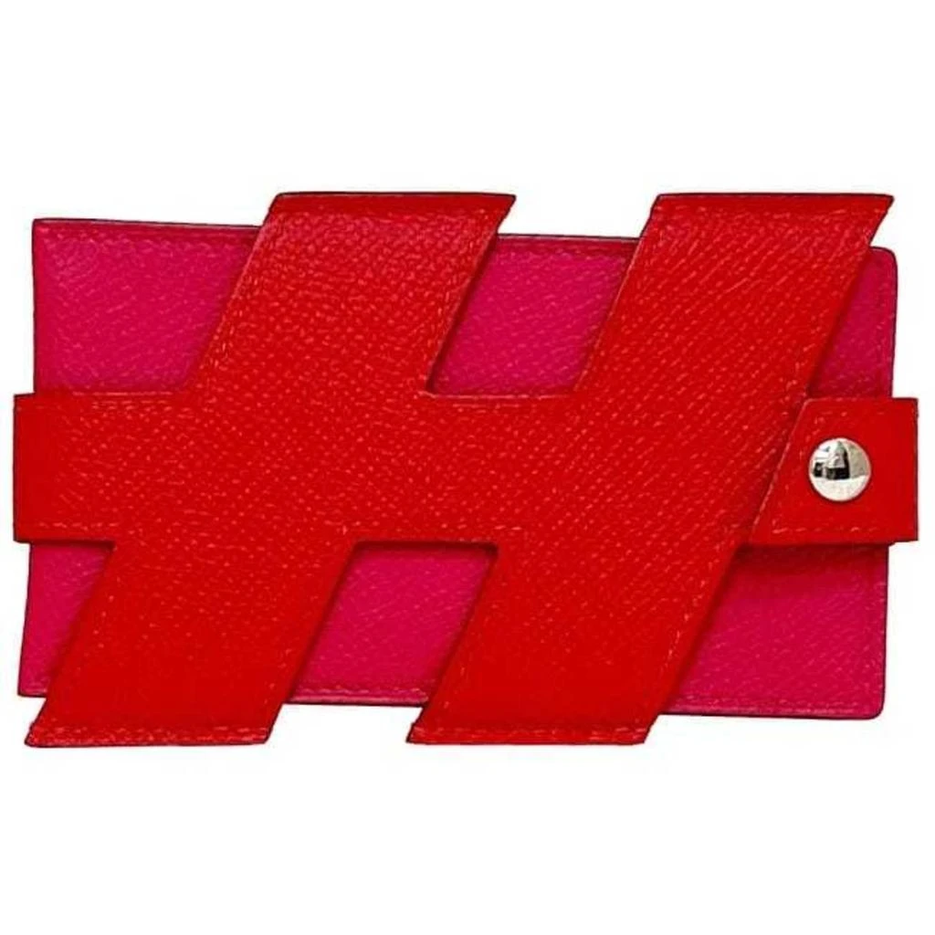 Hermes pink Color Leather Epsom Leather Card Case (Pre-Owned) 2