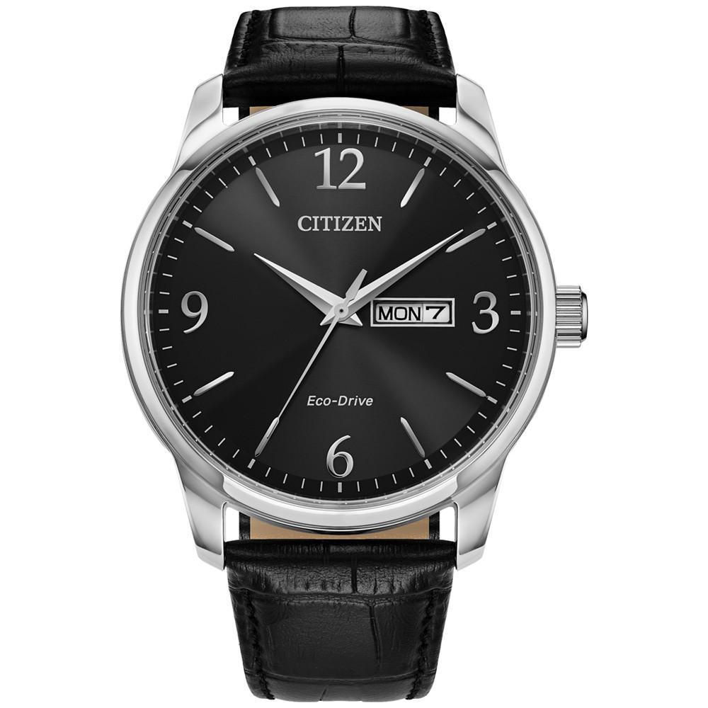 Citizen Eco-Drive Men's Black Leather Strap Watch 42mm