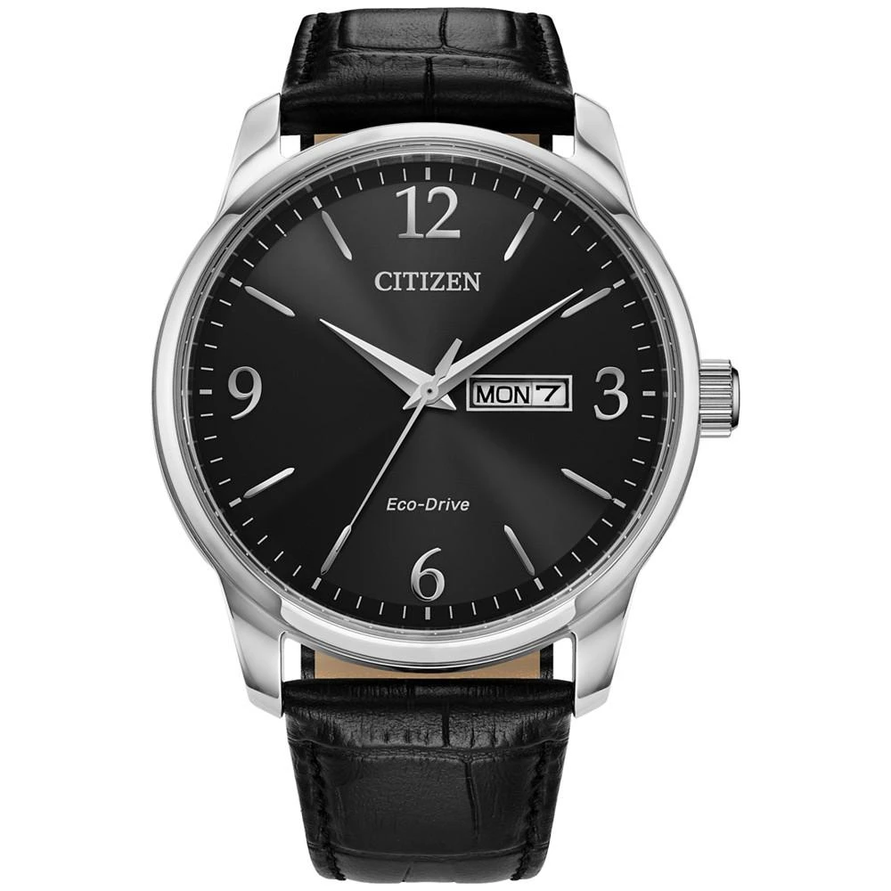 Citizen Eco-Drive Men's Black Leather Strap Watch 42mm 1