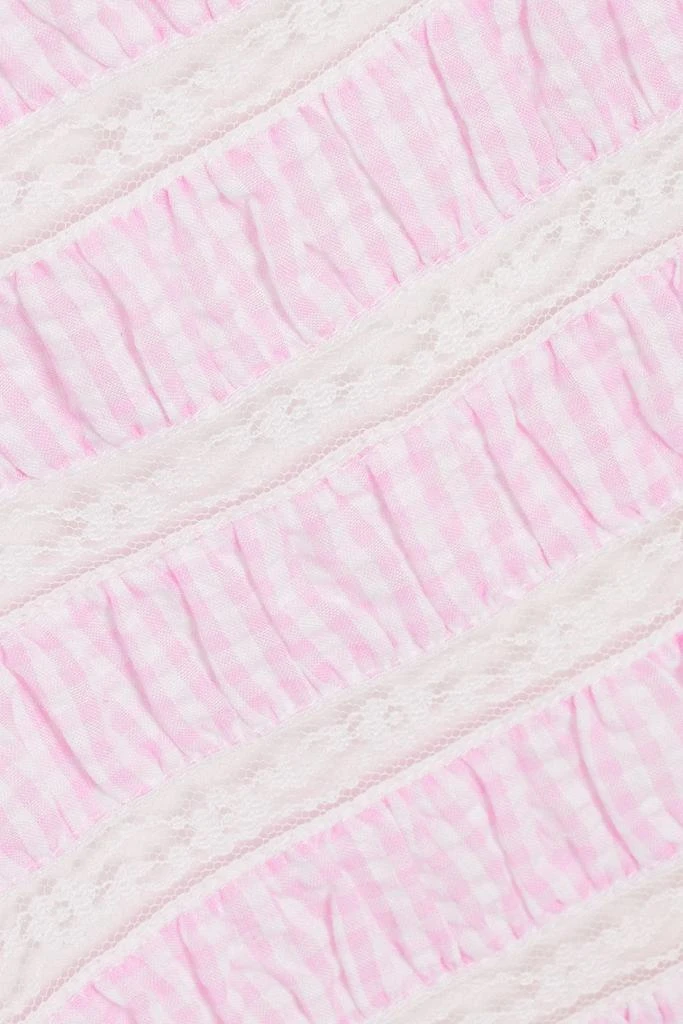 HVN Fromer lace-trimmed gingham cotton-seersucker midi dress 4