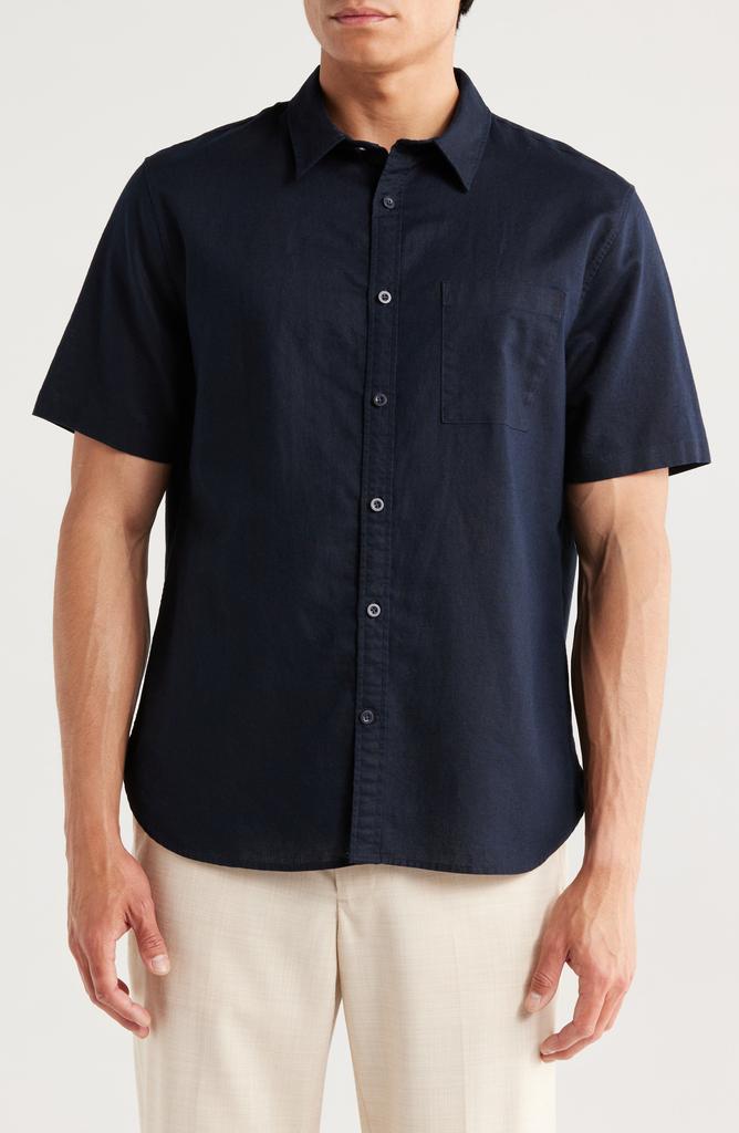 Vince Classic Fit Short Sleeve Linen Blend Button-Up Shirt